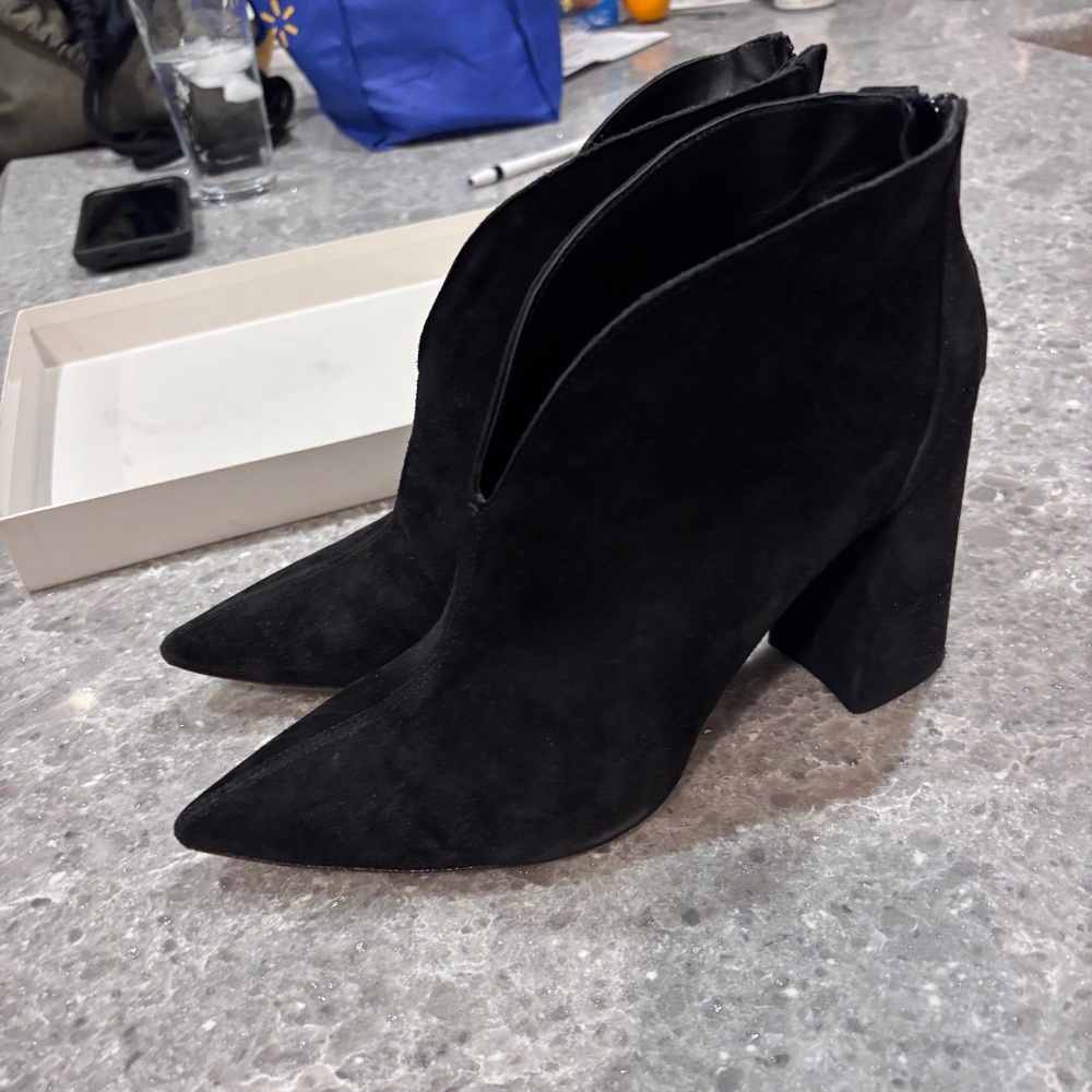 Black suede booties